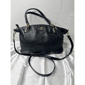 Coach Kelsey Black & Gold  Pebbled  Leather Satchel /  Crossbody Bag